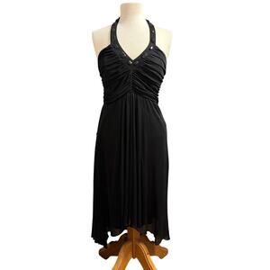 Y2K City Triangles Black Asymmetrical Hem Halter Top Size Large8